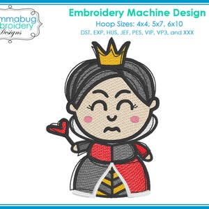 Kawaii Queen of Hearts Cute Villain DIGITAL Embroidery Machine Design File