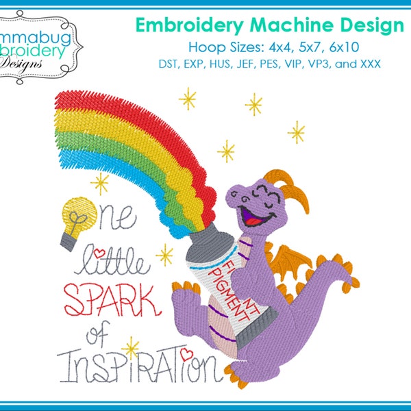 Figment with Pigment Rainbow and Spark of Inspiration DIGITAL Embroidery Machine Design File