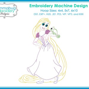 Tangled Rapunzel and Pascal Colorwork DIGITAL Embroidery Machine Design File