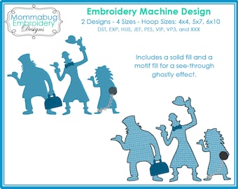 Haunted Hitchhiking Ghosts DIGITAL Embroidery Machine Design File