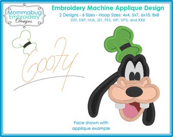 Goofy Face and Signature DIGITAL Embroidery Machine Applique Design File