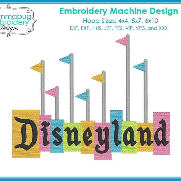 Retro Colorful Magic Park Entrance Sign DIGITAL Embroidery Machine Design File