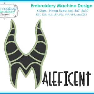 Maleficent Name Horns Head Wrap DIGITAL Embroidery Machine Design File
