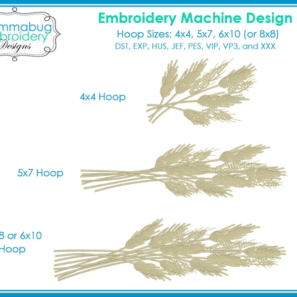 Pyrex Autumn Harvest Wheat DIGITAL Embroidery Machine Design File