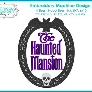 Haunted Mansion Scrolling Leaves Entrance Sign Frame DIGITAL Embroidery Machine Design File
