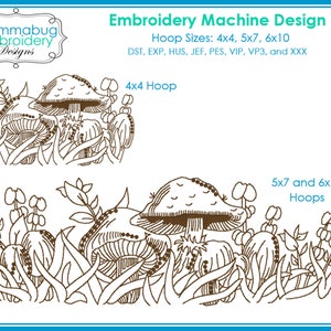 Pyrex Forest Fancies Mushrooms and Flowers DIGITAL Embroidery Machine Design File
