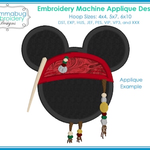 Jack Caribbean Mouse Head Pirate DIGITAL Embroidery Machine Design File