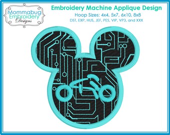 Mouse Head Tron Computer Grid Light Cycle Bike DIGITAL Embroidery Machine Applique Design File