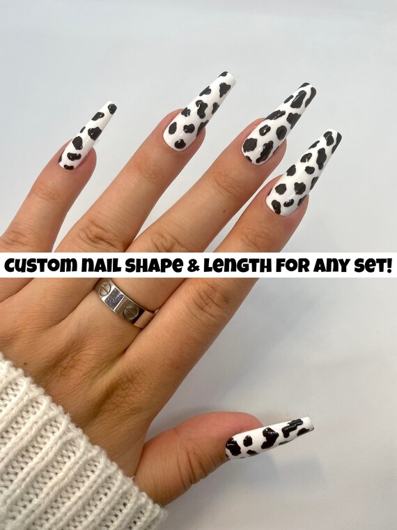 Cow Print Press on Nails Cow Nails Coffin Nails Summer Etsy