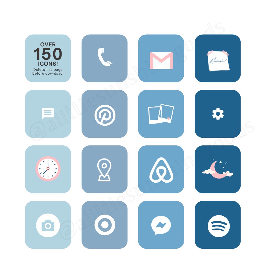 Ocean Blue App Icons - Etsy