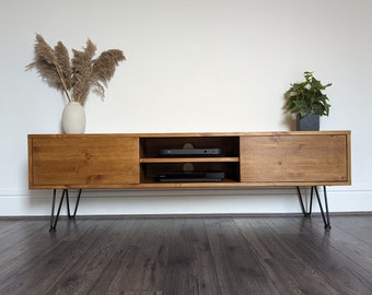 Tv unit, handmade, solid wood tv stand, custom made furniture. Tudor oak or light oak