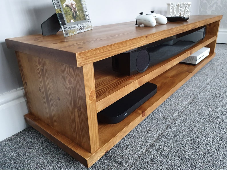 Tv Stand Solid Wood Tudor Oak Wax Finish Handmade Fully Etsy UK
