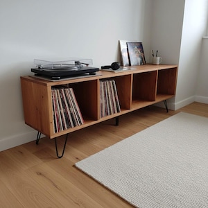 Vinyl record storage unit, solid wood assembled, just attach legs, LP storage unit, record player stand