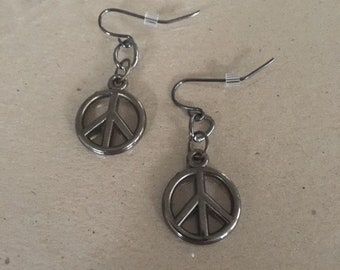 Gunmetal Peace Earrings