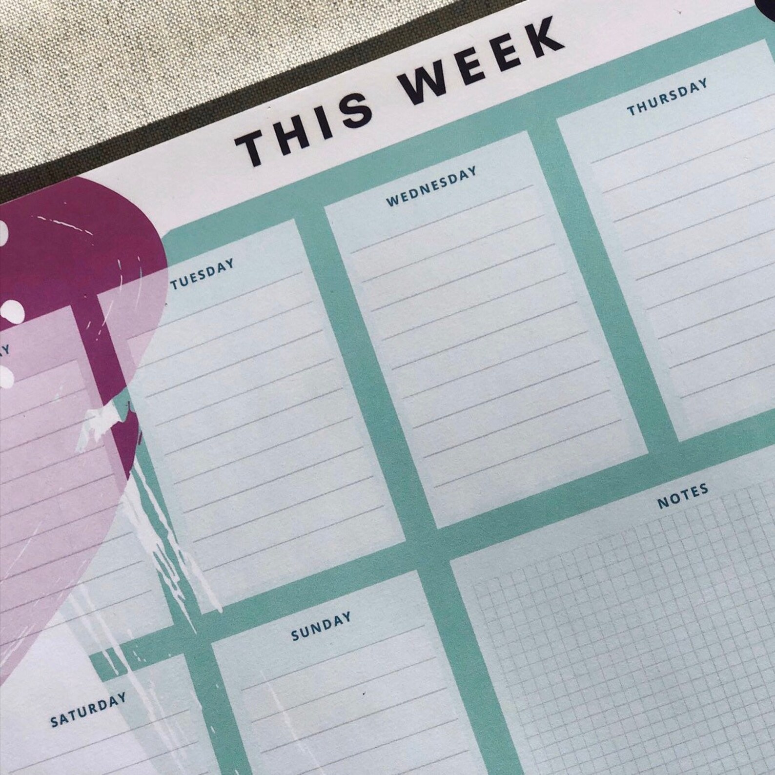 A4 Weekly Planner Notepad With Tear Off Undated to Do List or Etsy UK