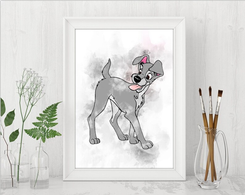 The Tramp Digital Download INSTANT DOWNLOAD Print Lady and the Tramp Birthday Party Print Print Nursery Watercolor Wall Art n592