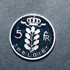 Hand painted Belgian 5 francs 1948 black