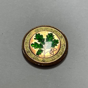 Hand enamelled 2013 2 euro cent coin! Plain background