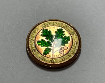 Hand enamelled 2013 2 euro cent coin! Plain background