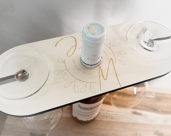 Weinbutler zur Hochzeit | personalisiert mit Namen und Hochzeitsdatum | aus Holz für fast alle Weinflaschen