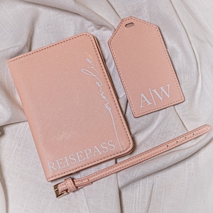 Personalized Passport Case | pink | Luggage tag, with initials | Travel organizer | Passport Set | Travel organizer