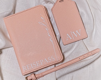 Personalized Passport Case | pink | Luggage tag, with initials | Travel organizer | Passport Set | Travel organizer