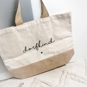 Week-end pour enfants du village grand sac en jute et coton Sac de courses image 2