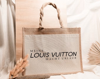 Bolsa de compras mi Louis está de vacaciones, shopper grande de yute, bolsa de algodón, bolsa de playa, bolso de hombro con dicho, bolsa de yute