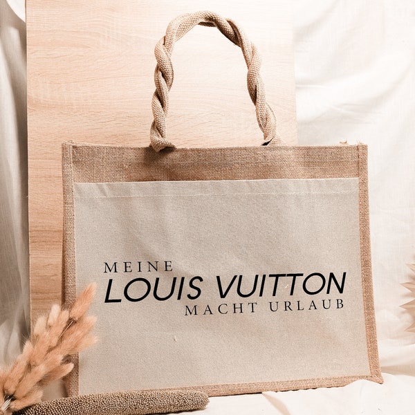 Sac de courses mon Louis est en vacances, grand acheteur en jute, sac en coton, sac de plage, sac à bandoulière avec inscription, sac en jute