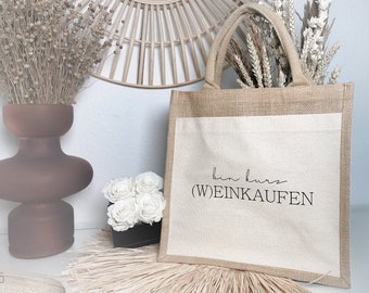 Shopping bag (W) shopping | Jute bag, shopper | Sustainability | Cotton bag, shopping bag | Wine love