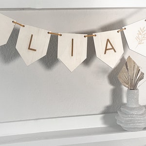 Personalized wooden bunting | Children's room name plate | Decoration boho children's room