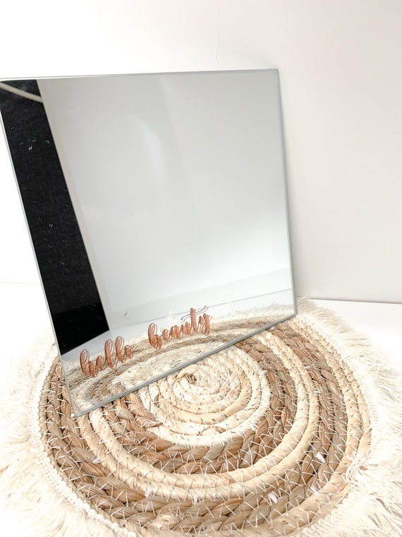 Spiegel mit Spruch 20x20cm Hello Beauty Kosmetik Etsy