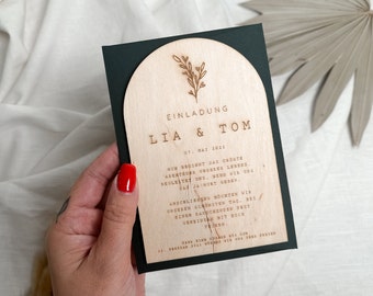 Wooden invitation for your wedding, personalized and individually designed, rustic wedding invitation, boho wedding