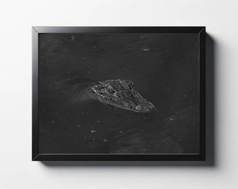 Zwart-witte alligatorfotoafdruk | Dierendecoratie