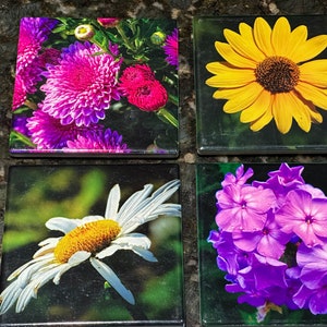 Flower Ceramic Coasters Set of 4