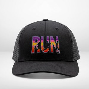 RUN Running Hat - Trucker Hat - Embroidered Design