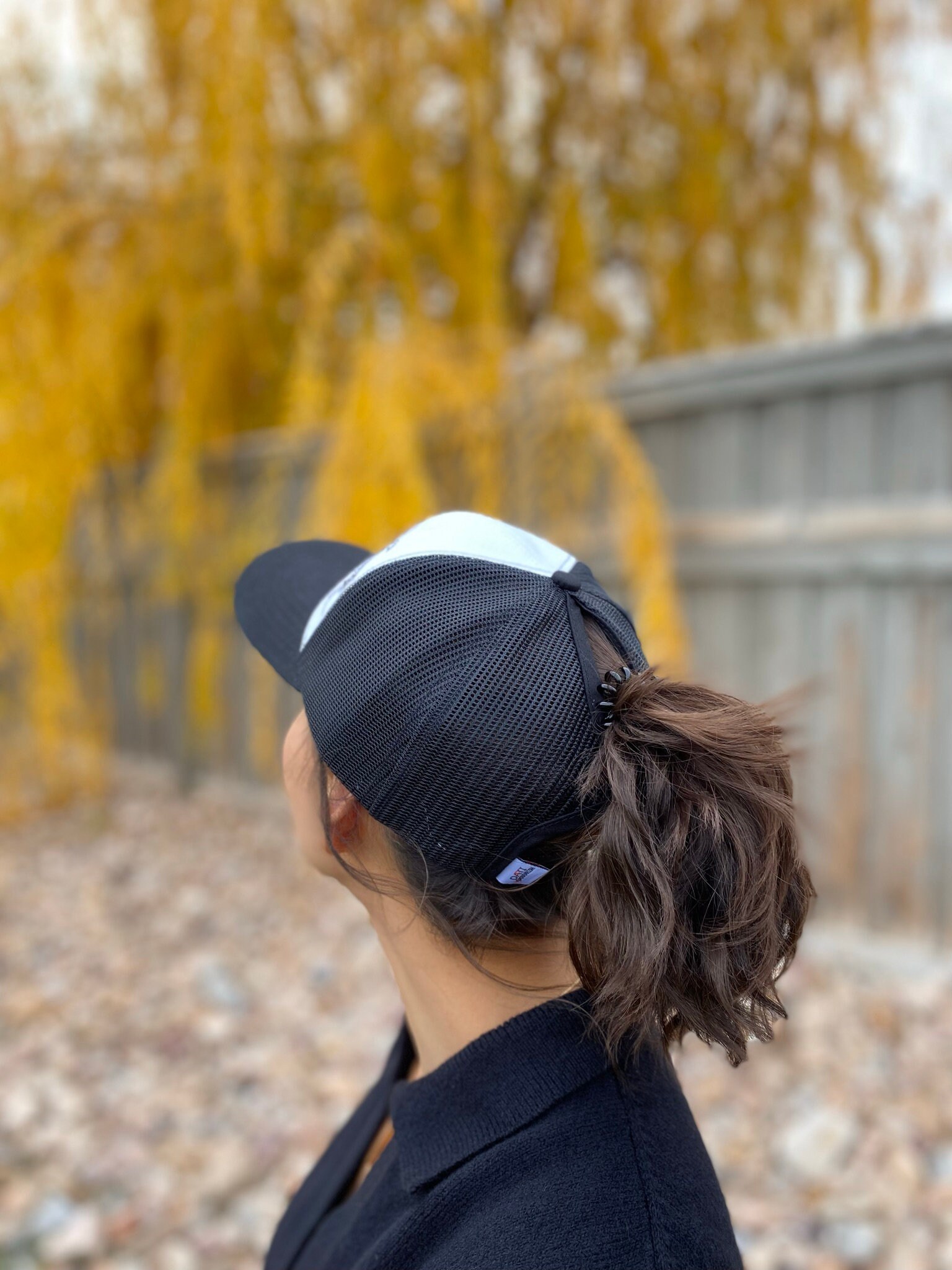 〽️Women Flag Black High Ponytail Baseball Cap Trucker Bad Hair Day Adjustable Black Flag Ponytail Women Baseball Cap - High Ponytail  main image 2