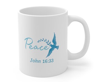 Peace Scripture White Ceramic Mug
