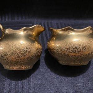 Vintage Wheeling Gold China Sugar and Creamer Set Floral Pattern