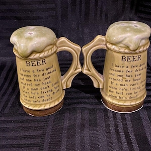 Vintage Japan Beer Mug Stein Salt & Pepper Shaker set Humor