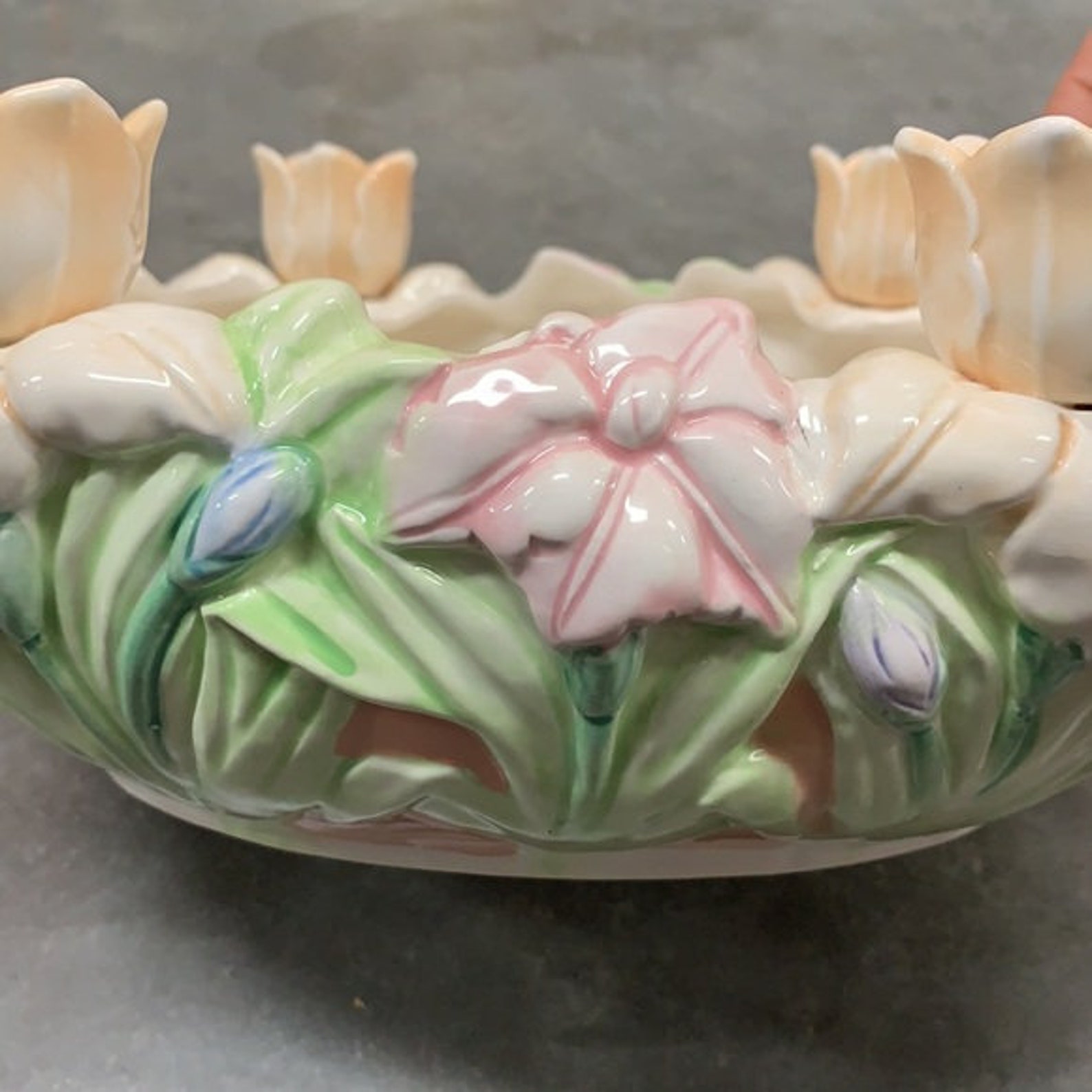 Wicks N Sticks Fiona apricot floral bowl candle holder Etsy