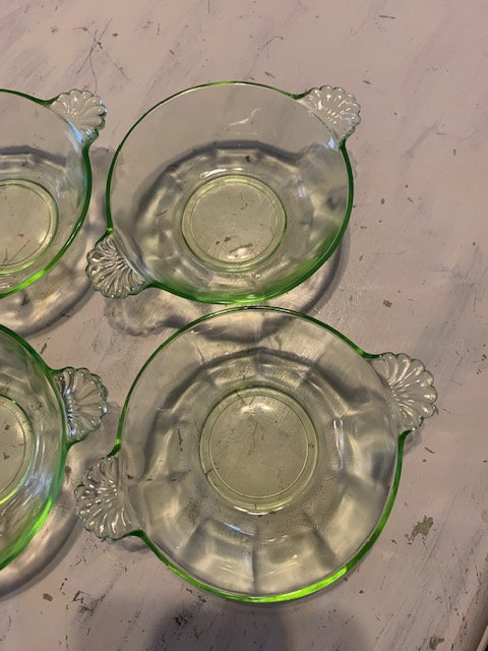 4 Small Green Vaseline Glass Bowl | Etsy