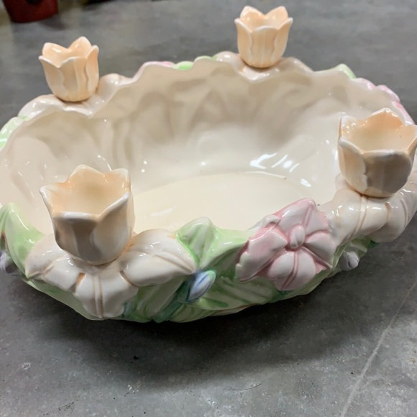 Wicks N Sticks Fiona apricot floral bowl candle holder Etsy