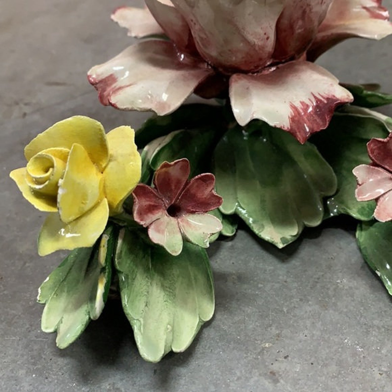 Capodimonte porcelain floral candle holders Etsy