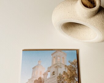 Karta okolicznościowa z misją San Xavier w Tucson z kreozotem