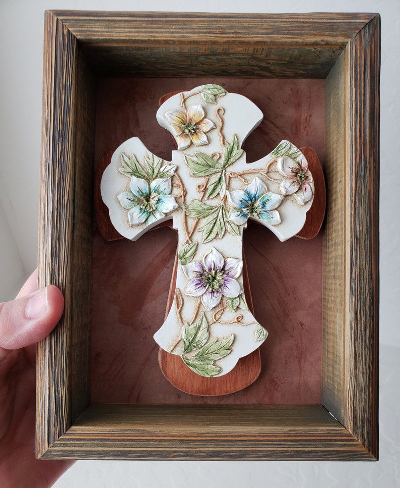 Wall Cross Cross Wall Hanging Cross in Frame Shadow Box Etsy