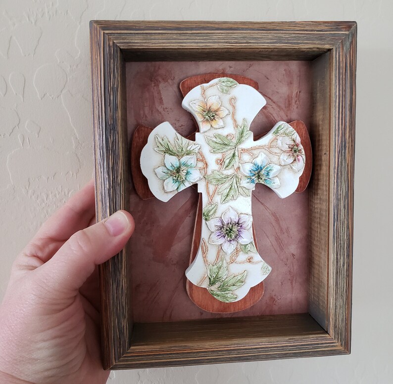 Wall Cross Cross Wall Hanging Cross in Frame Shadow Box Etsy