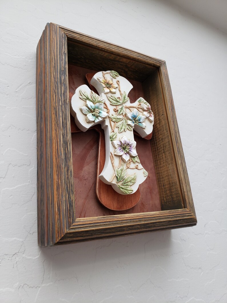 Wall Cross Cross Wall Hanging Cross in Frame Shadow Box Etsy
