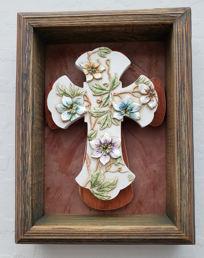 Wall Cross Cross Wall Hanging Cross in Frame Shadow Box Etsy