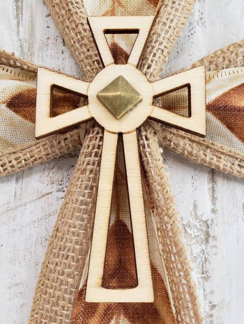 Cross Wall Hanging Cross Wall Burlap Ribbon Handcrafted Etsy